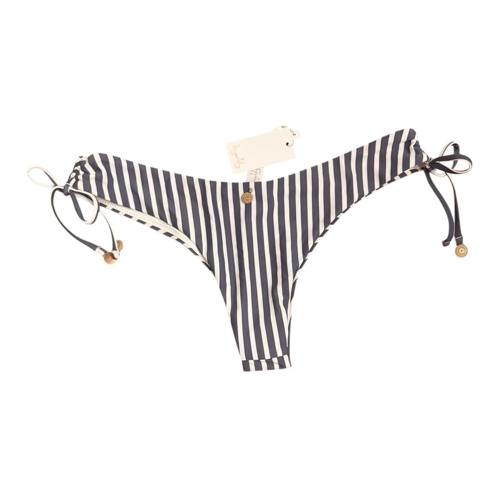Tigerlily Devina Pomonia Striped Low-Rise Bikini Briefs In Navy Stripe Nwt — image 2 of 6